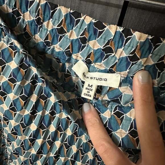 Max Studio Geometric Print Pleated Midi Skirt - Picture 3 of 5